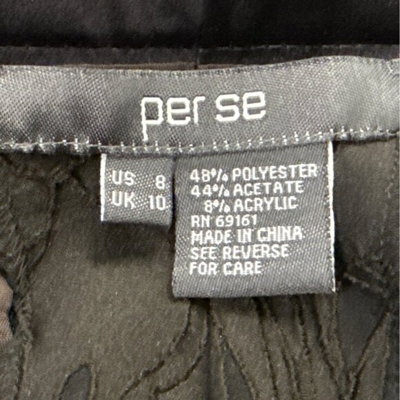 Per Se Brown Jacquard Trousers With Textured Floral Pattern Sz 8 - Picture 7 of 8